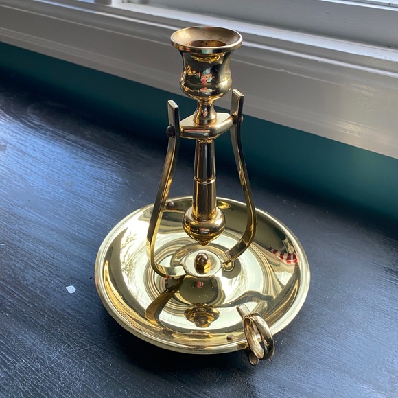 vintage brass nautical gimbel candlestick holder